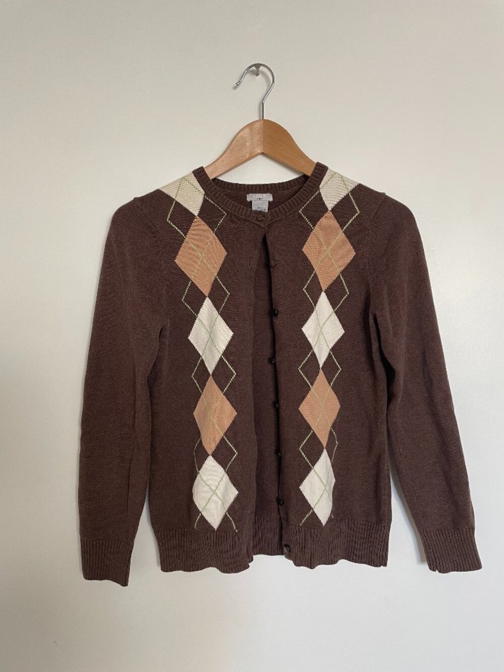Izod Golf Cotton Cardigan Argyle Print Academia Twee Preppy